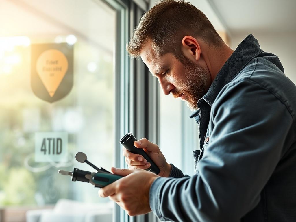 A close up shot of a professional technician repairing a