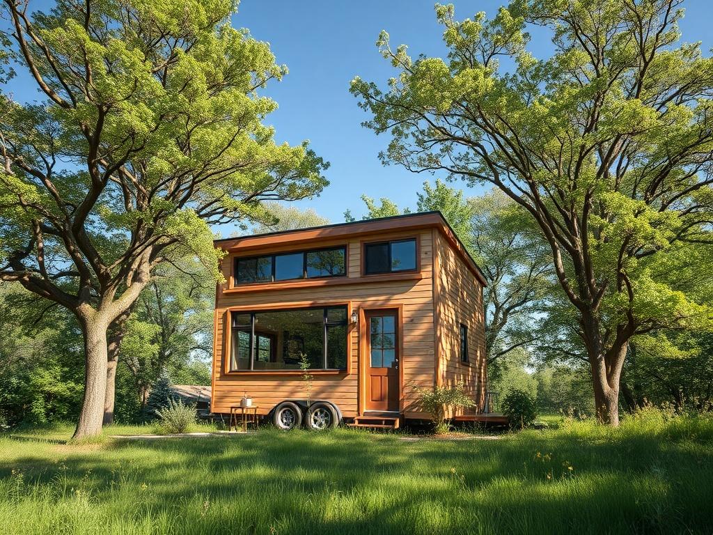 A beautifully designed tiny house nestled in a lush green