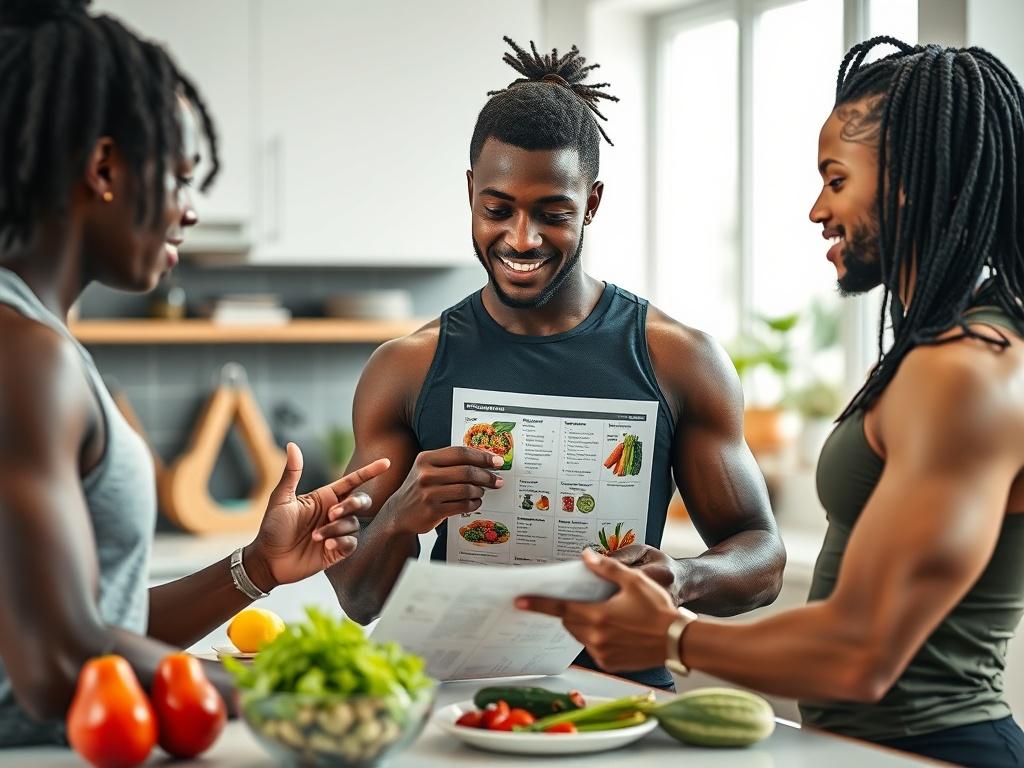 A Black sports nutritionist consulting with an athlete in a