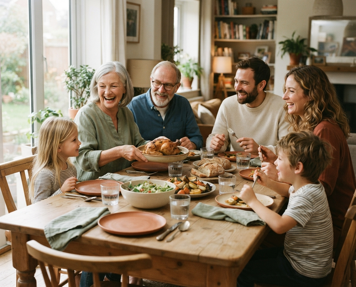 Family enjoying a healthy meal together