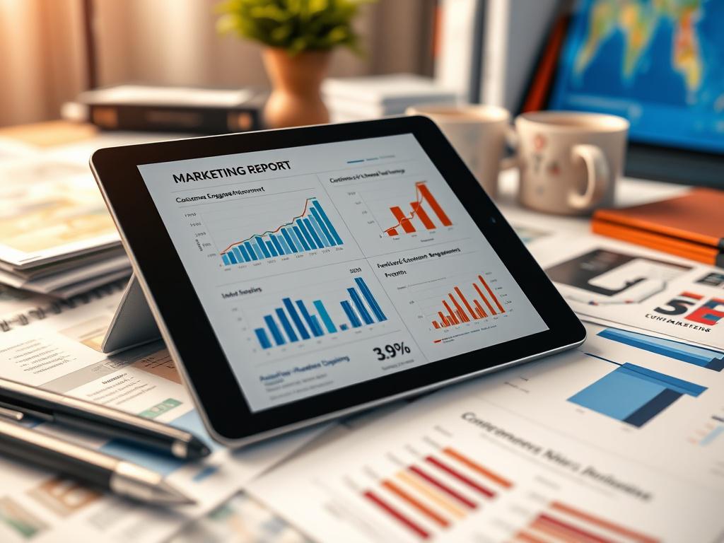 A close up of a professional marketing report displayed on