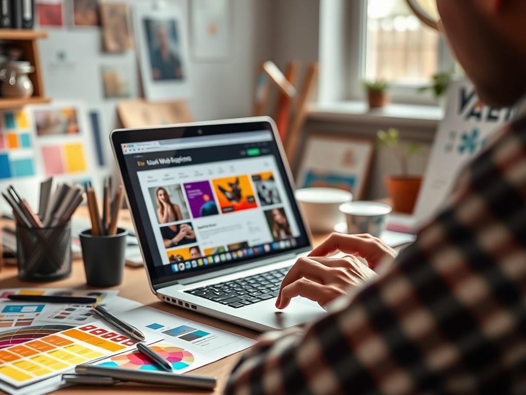 A close up shot of a web designer working on