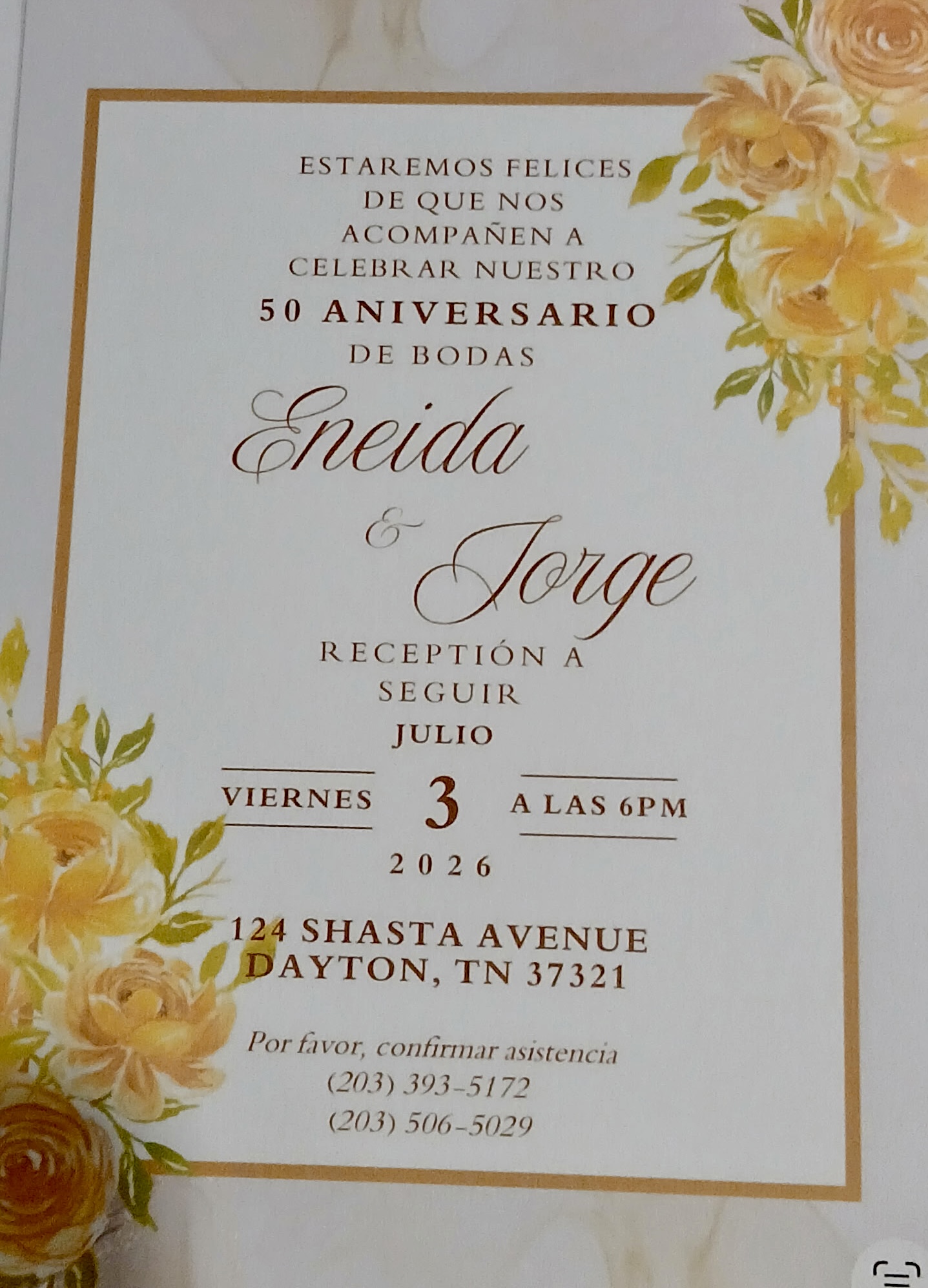 Boda de Oro 50 Aniversario - Eneida y Jorge