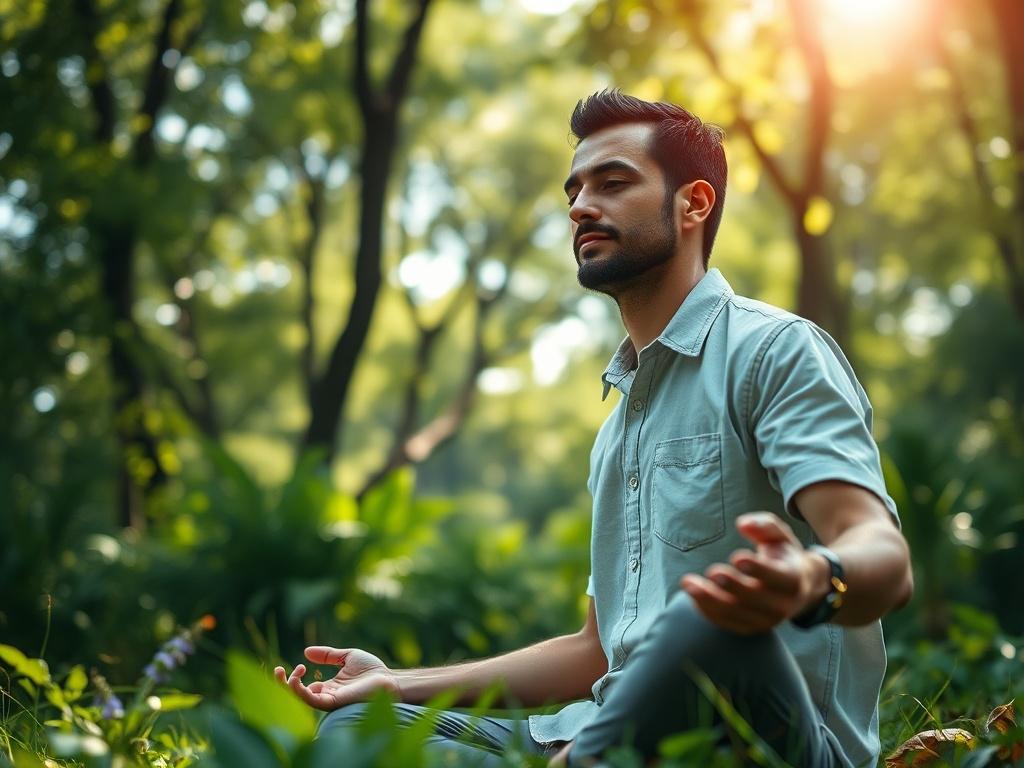 A close up shot of a trader meditating in a