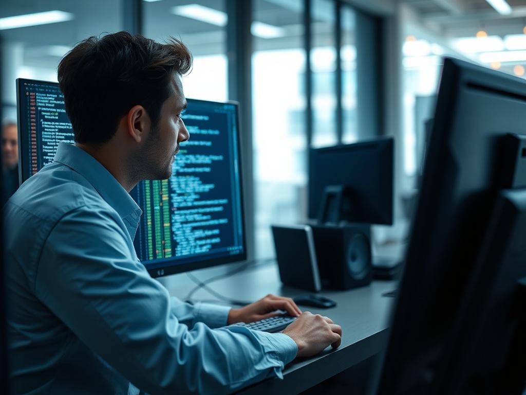 A close up of a data scientist working on AI
