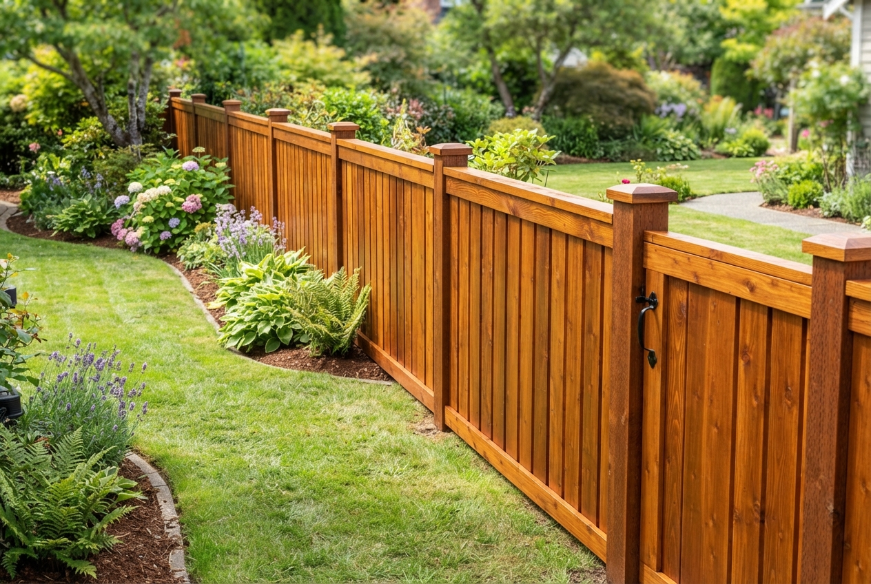 Professionally restored timber fence with rich warm color