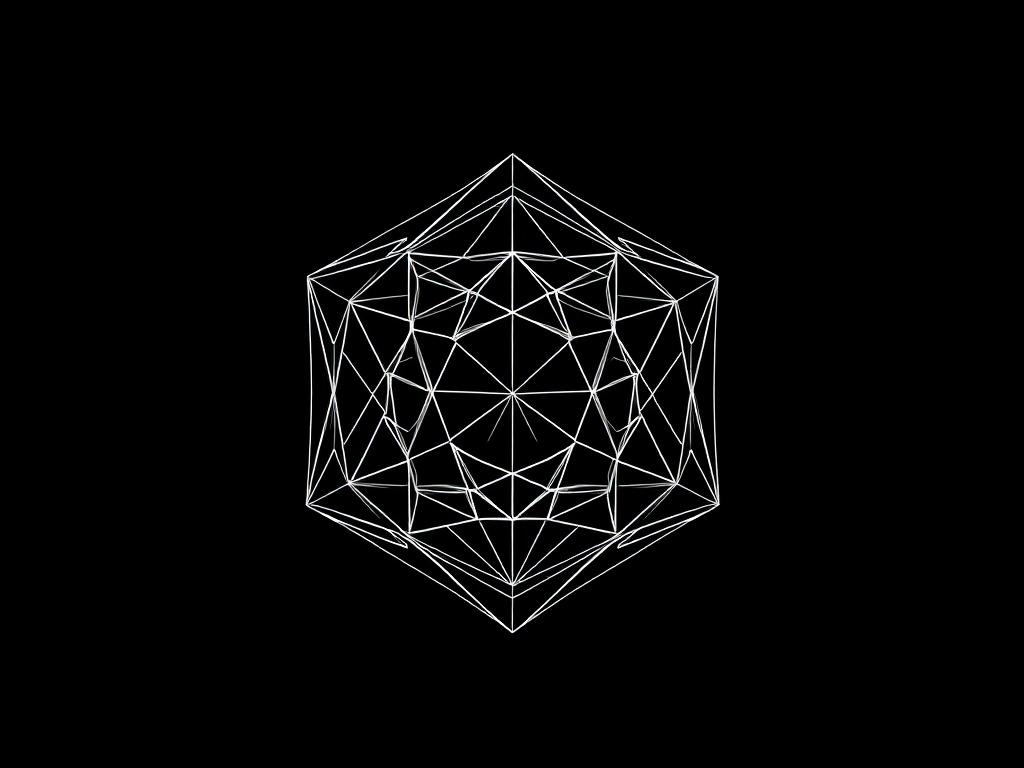 Abstract geometric line illustration on a black background symbolizing trust and complexity within interconnected systems.