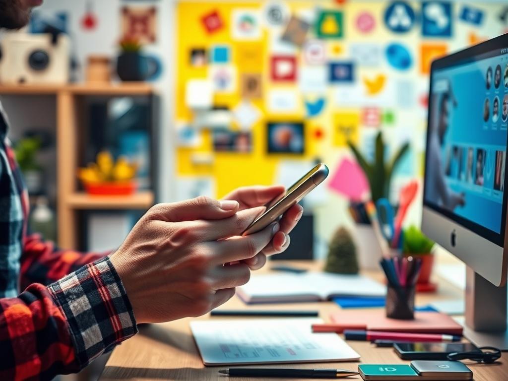 A close up shot of a social media manager working