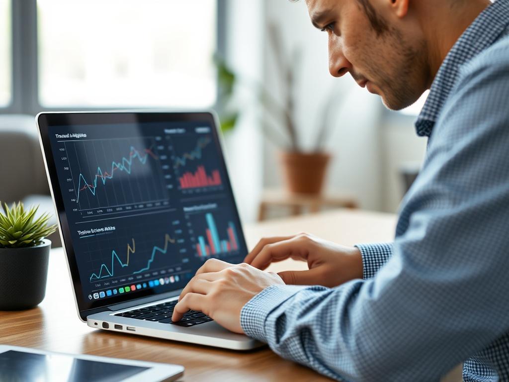 A close up shot of a digital marketing specialist analyzing