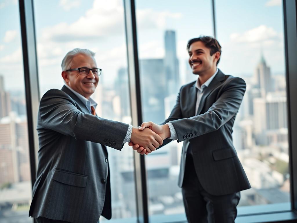 A close up shot of a satisfied landlord shaking hands