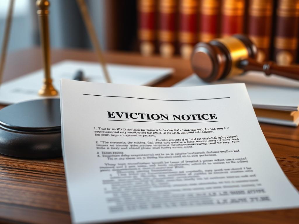 A close up shot of a legal document with eviction
