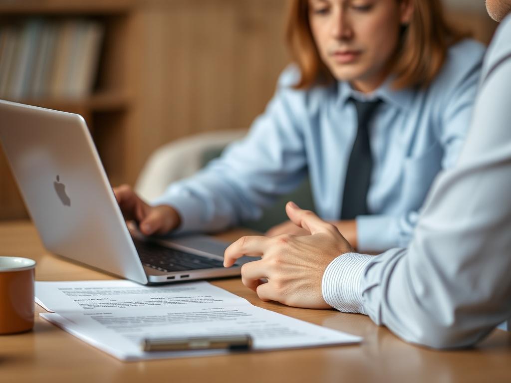 A close up shot of a professional advisor sitting at