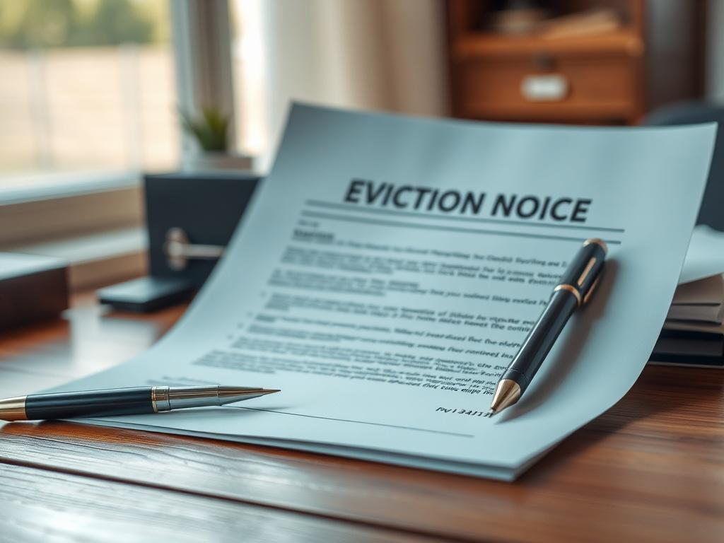 A close up shot of a professional eviction notice document