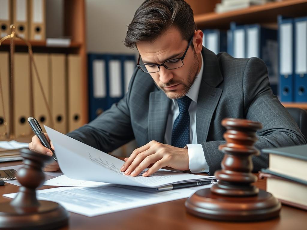 A close up of a professional preparing legal documents on