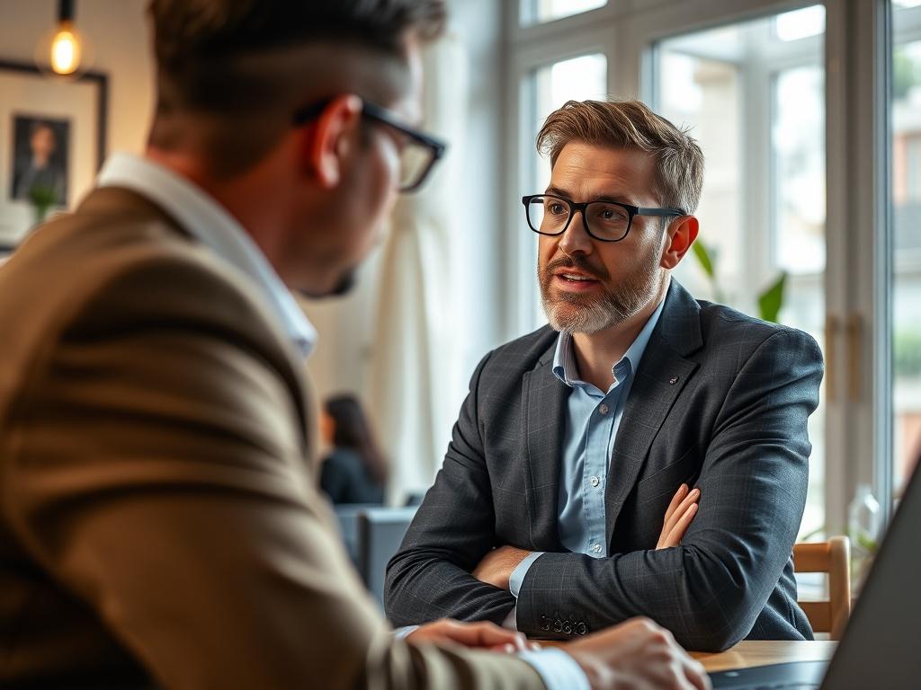 A close up shot of a landlord in an office