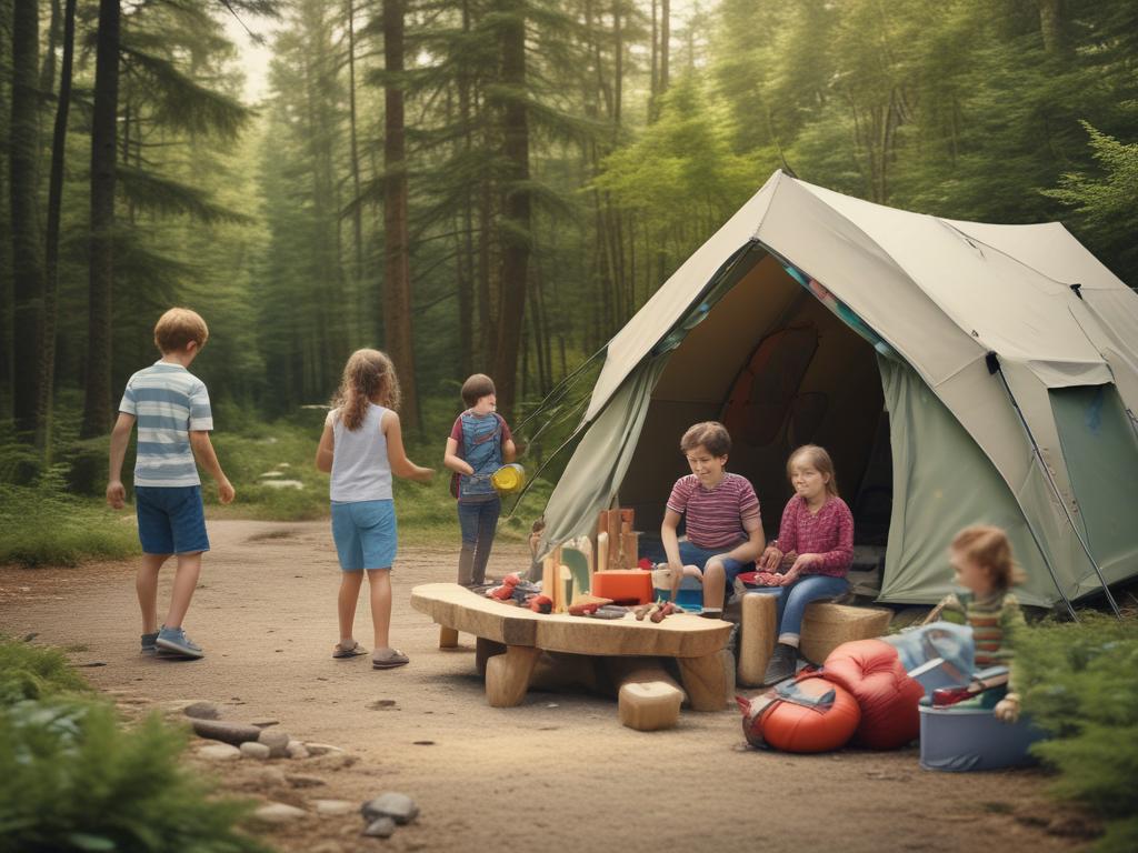 holiday camp, kids playing, outdoor adventures, crafts