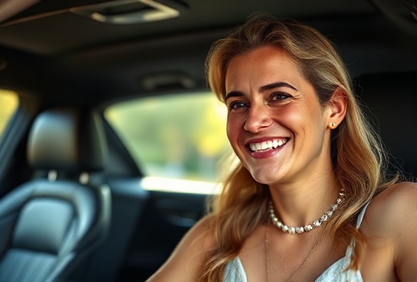 Satisfied customer in car