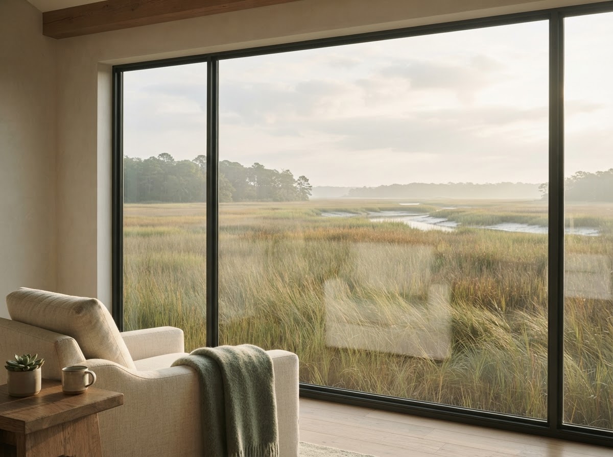Soft morning light over peaceful South Carolina coastal grasses