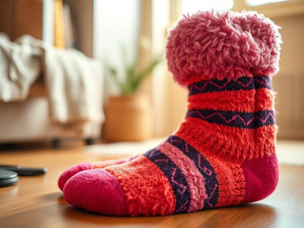 A close up shot of a pair of cozy fuzzy