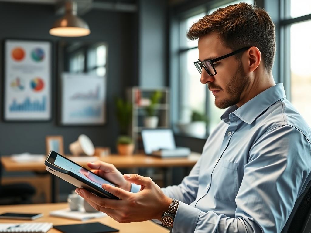 A close up shot of a digital marketing expert reviewing