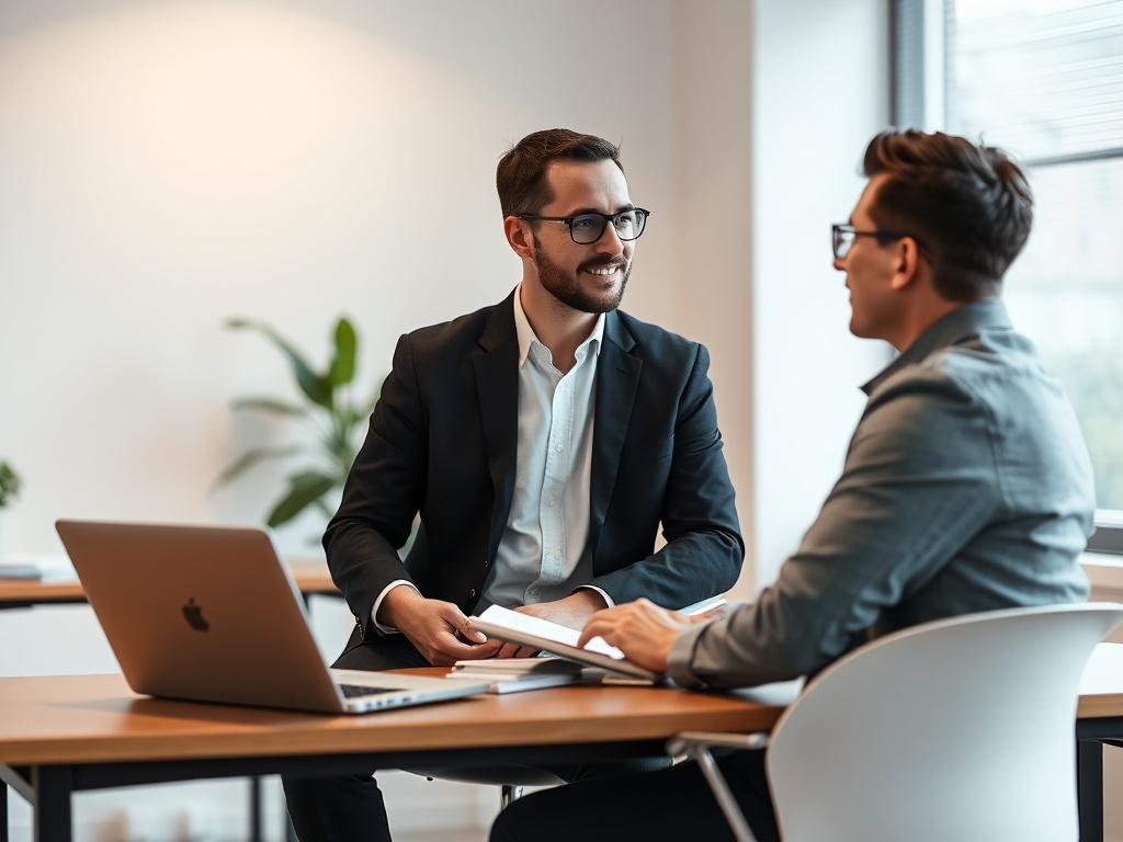 A professional recruiter conducting an interview with a technical candidate