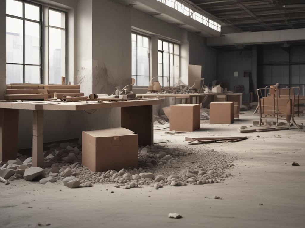 construction site cleanup, debris removal, organized workspace