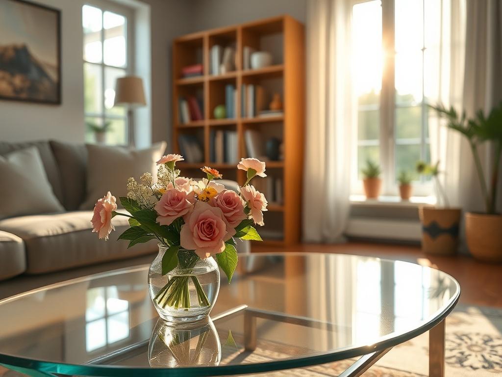A close up shot of a beautifully clean living room,