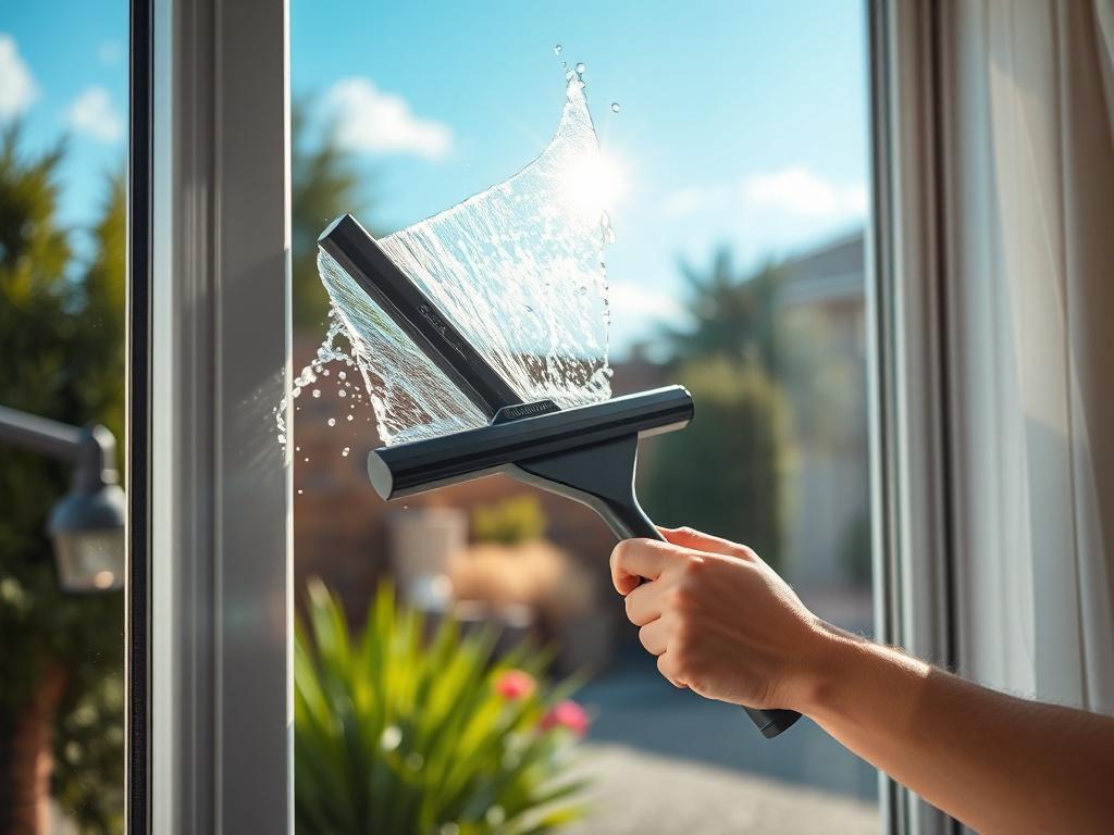 A close up shot of a professional cleaner washing a
