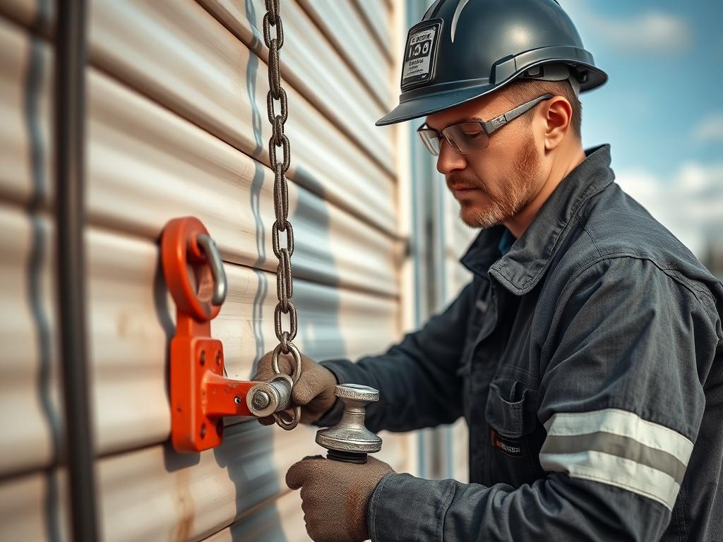A close up shot of an anchoring technician securing a