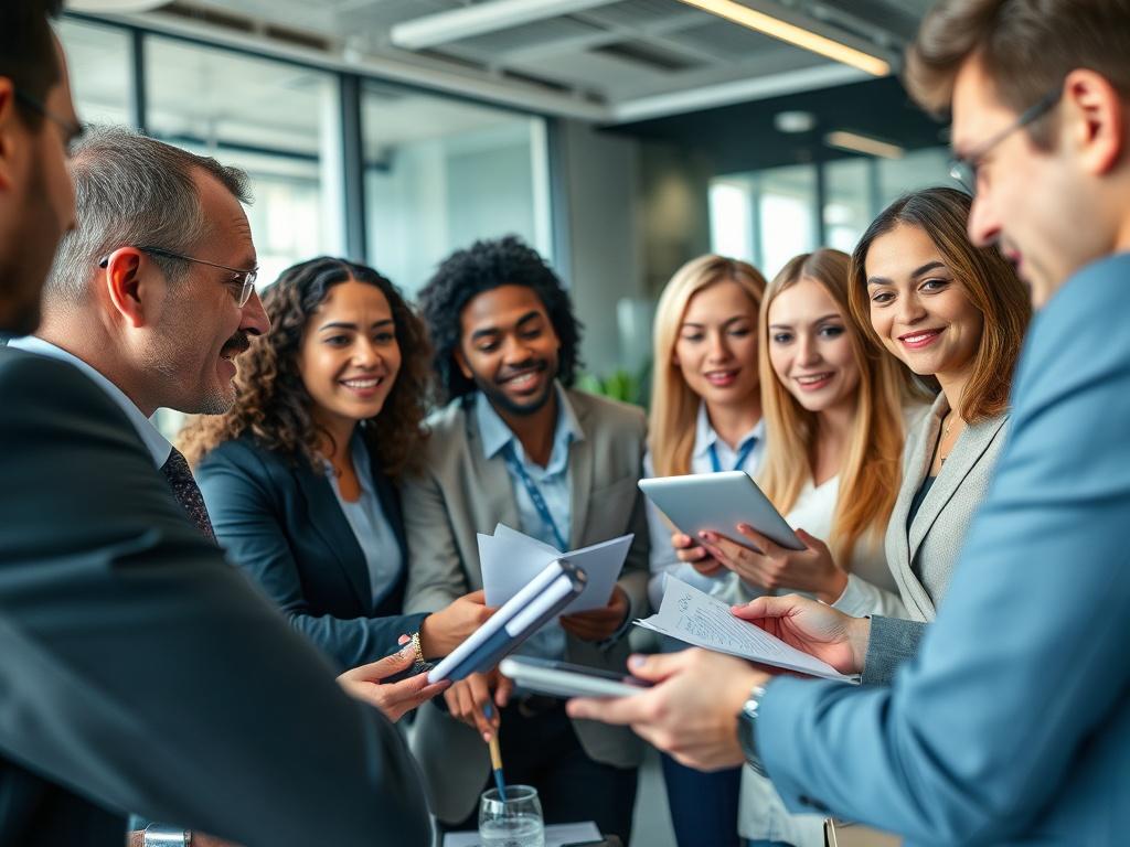 A close up shot of a diverse group of professionals