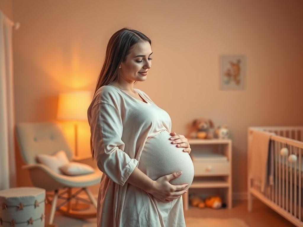 **AI Image Generation Prompt:**

Create a realistic high-resolution photo that embodies the topic "How to Choose Your Baby's Sex." The composition should be simple and clear, featuring a single subject at the center of the image. 

**Subject Matter:** The subject should be a serene and tranquil expectant mother, cradling her baby bump lovingly. She should be dressed in soft, pastel colors that evoke a sense of warmth and comfort. The mother's expression should embody a mix of joy and contemplation as she ga