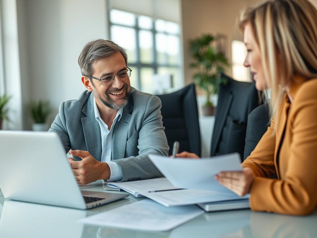 A close up shot of a professional advisor sitting at