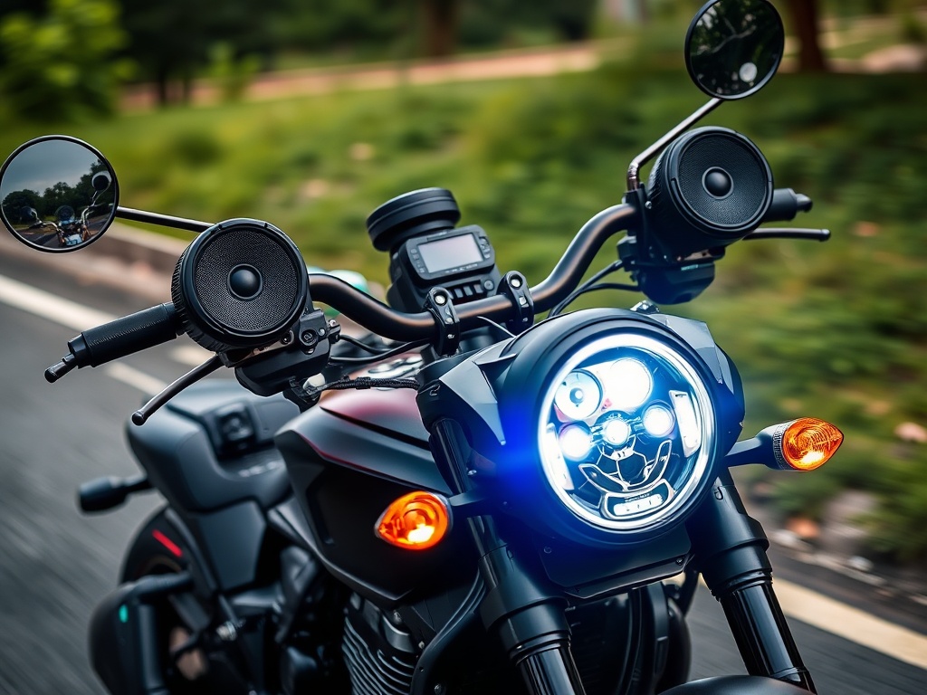 Motorcycle audio systems and LED lighting