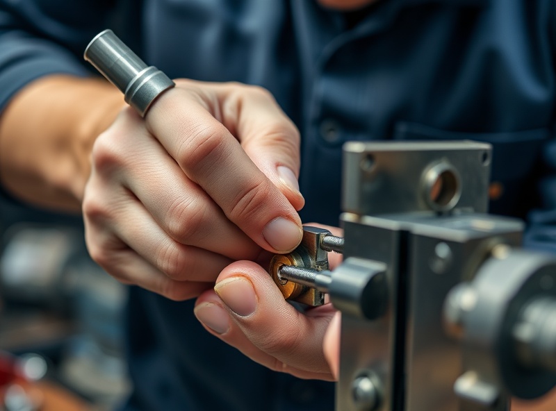 Skilled technician working on lock repair