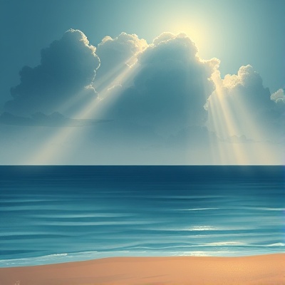 Early morning light over calm water