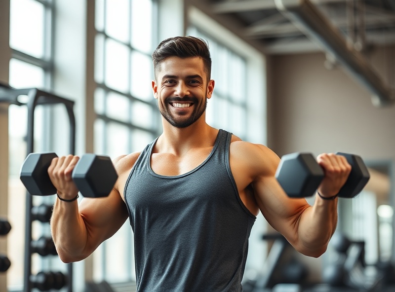 Man exercising with dumbbells