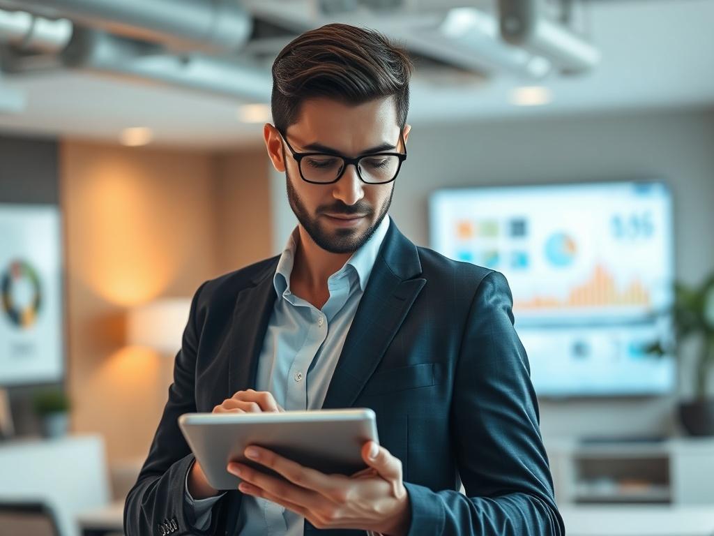 **AI Image Generation Prompt:**

Create a highly realistic, high-resolution close-up image that reflects the essence of Elite Energy, a leading Platinum Reseller of EnergySys. The composition should be simple and clear, featuring a single, focused subject that symbolizes expertise in the hydrocarbon value chain. 

The subject is a confident, professional individual dressed in smart business attire, conveying authority and knowledge in the energy sector. They should be depicted examining a tablet or digital 