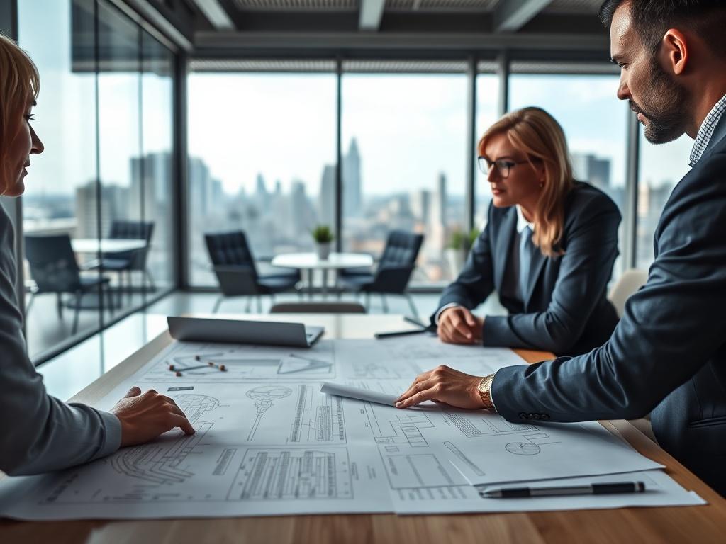 A close up shot of a development consultant discussing plans