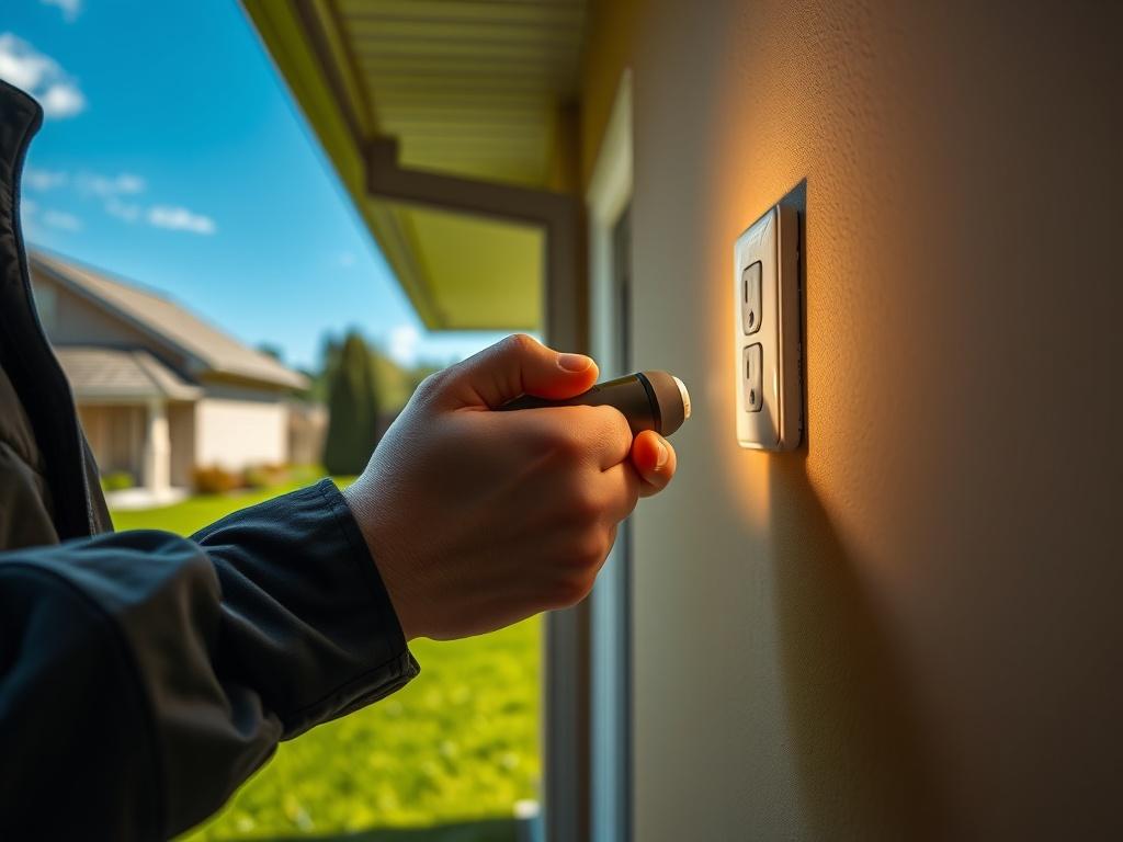 A close up shot of a property inspector examining a