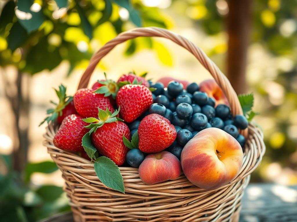 A realistic high resolution of juicy seasonal fruits, including ripe