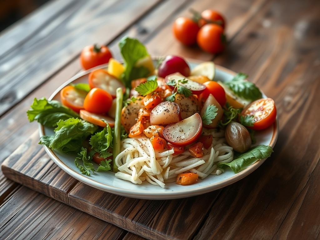 A high resolution image of a beautifully plated farm to