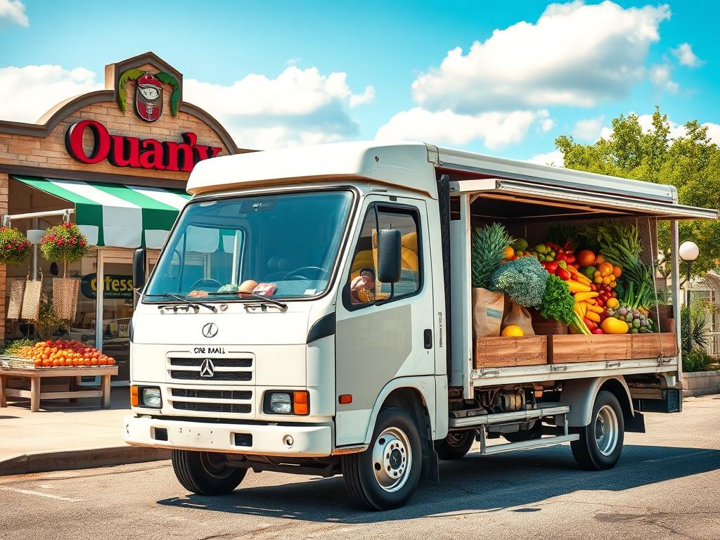 A high resolution image showcasing a delivery truck filled with