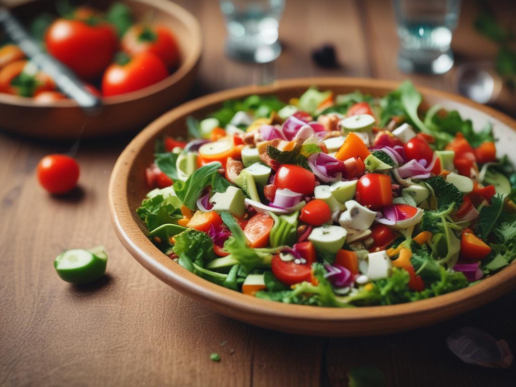 A high resolution of a fresh, vibrant salad with colorful