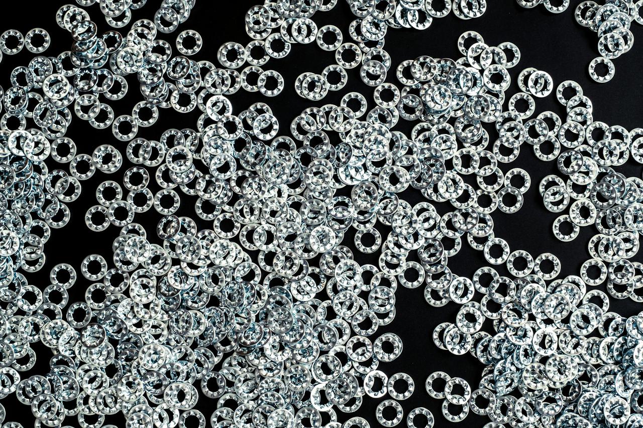 A bunch of stainless metal washers