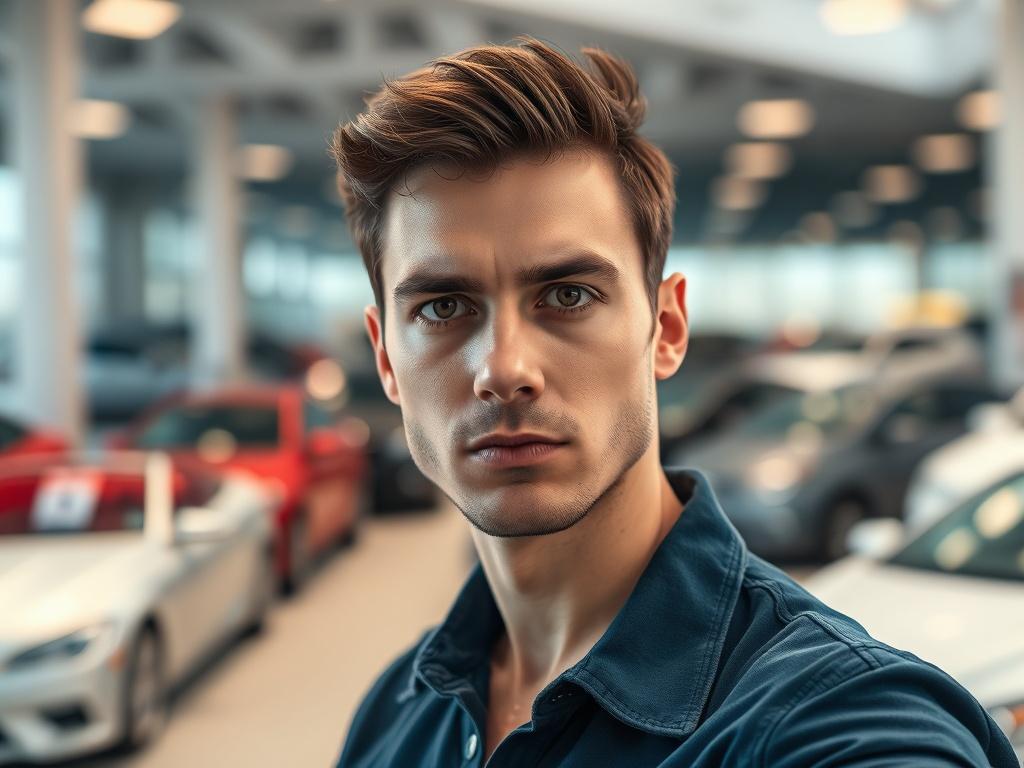 A hyper realistic close up shot of a confident person