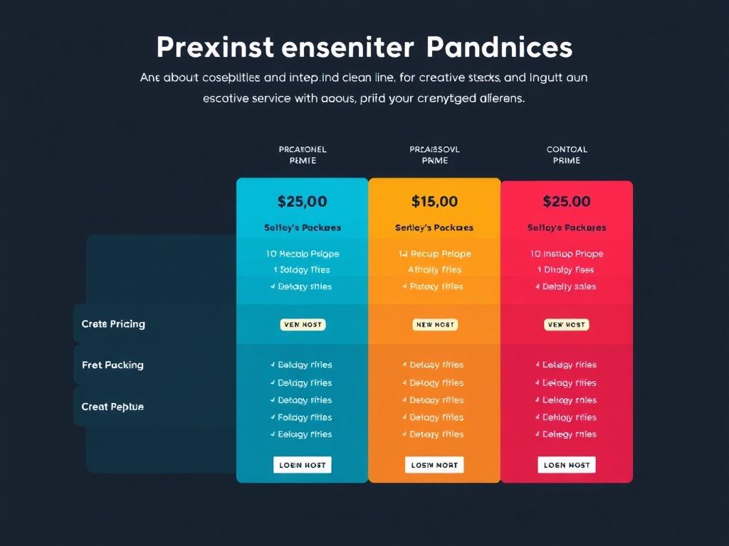 A visually appealing infographic showcasing different pricing packages for creative