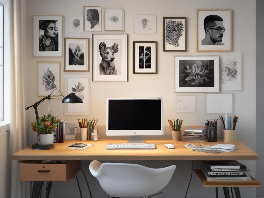 A minimalistic workspace designed for creativity, featuring a single, modern