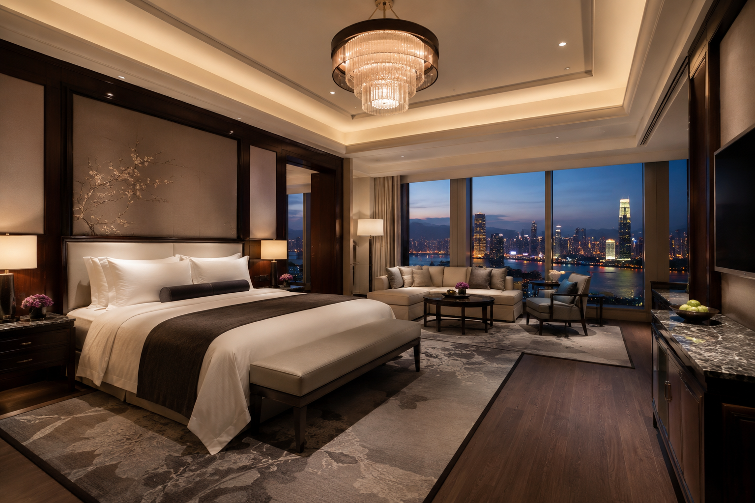Ultra-luxury bedroom suite with garden view