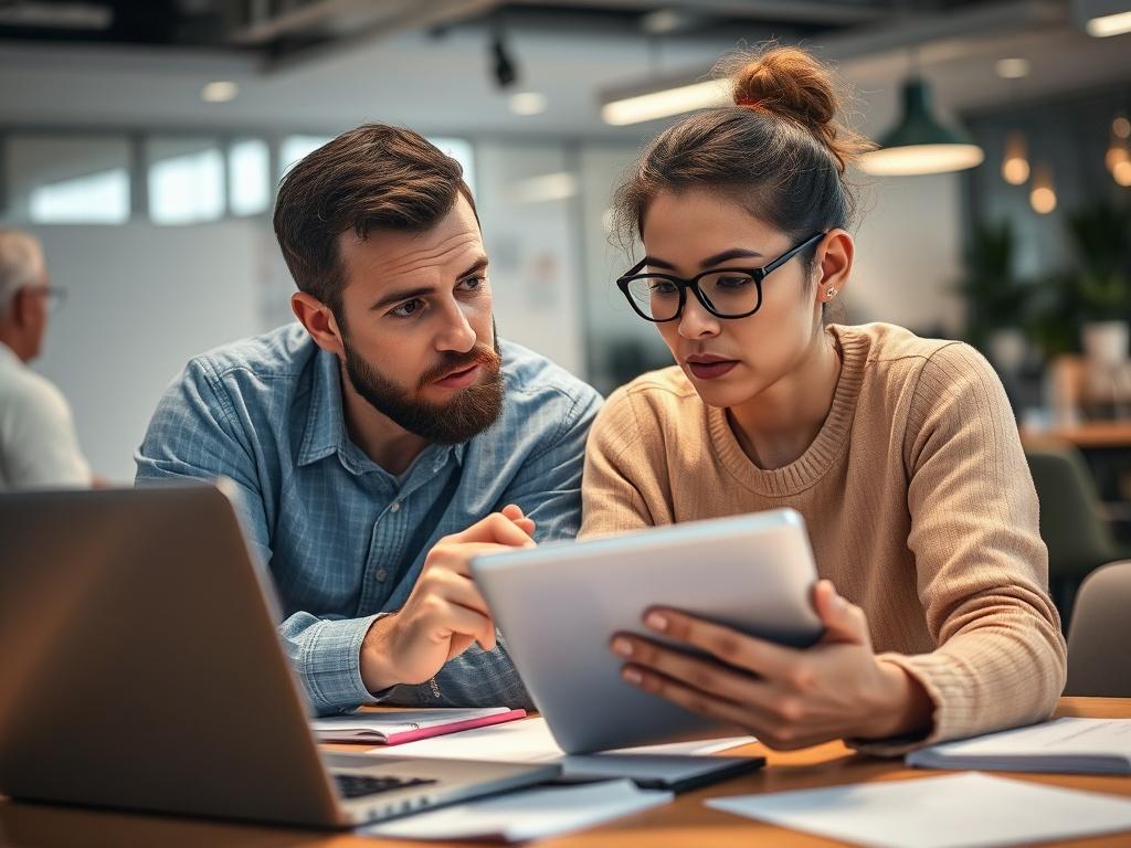 A close up shot of a focused team member working