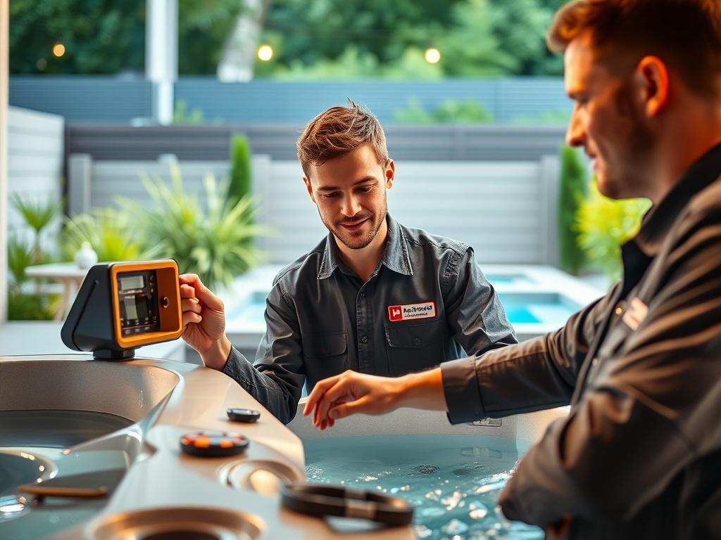 A close up shot of a professional technician repairing a